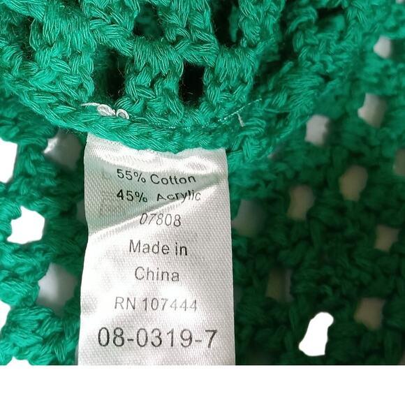 Jessica London Open Knit Crochet Cardigan Sweater Short Sleeves Size 12 - Picture 4 of 7